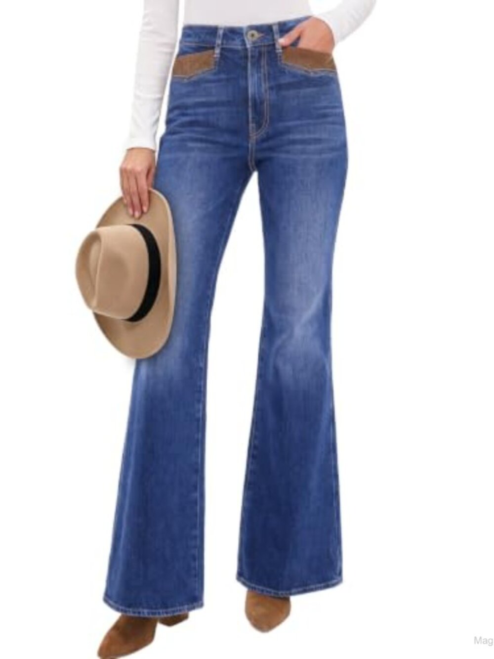 Womens High Waisted Bell Bottom Bootcut Jeans Stretch Denim Western